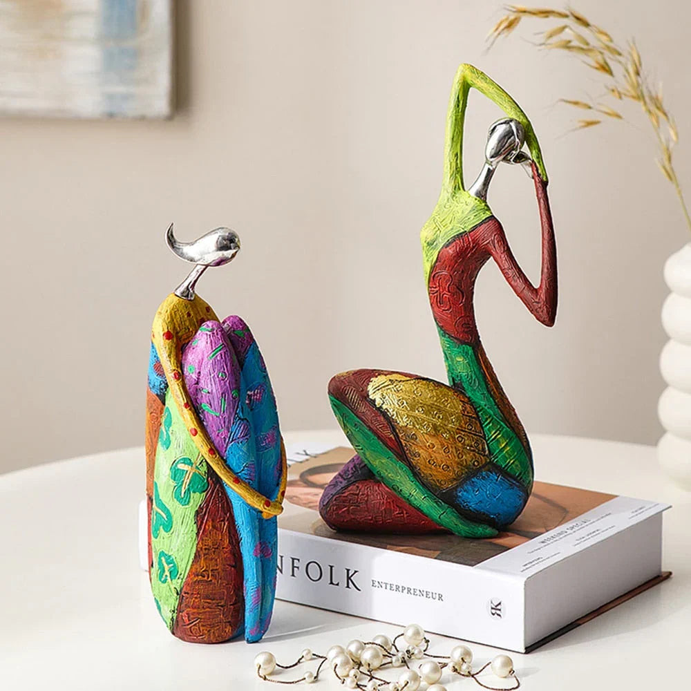Abstract Sculpture | Handcrafted Multicolored Resin | Set of 3