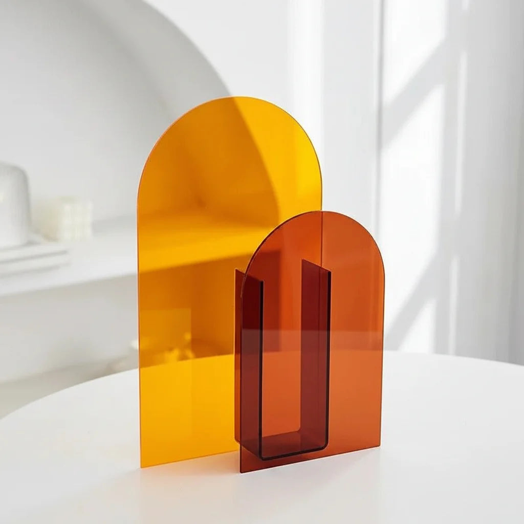 Acrylic Vase | Sculptural Abstract | Vibrant Blue & Orange
