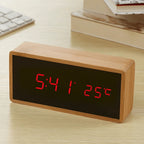 Alarm Clock | Bamboo LED Time & Temperature | USB & Battery-Powered