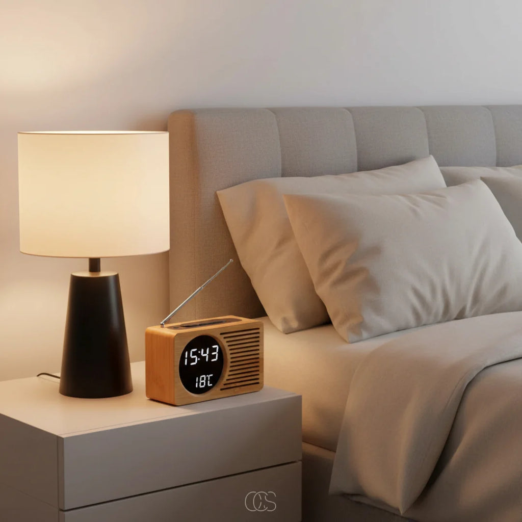 Alarm Clock | Bamboo Look FM Radio & LED Display