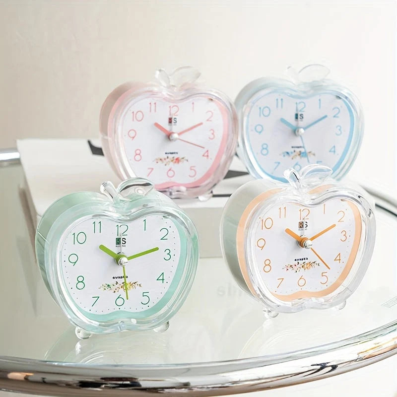 Alarm Clock | Quiet Sweep & Night Light | Crystal Apple Design