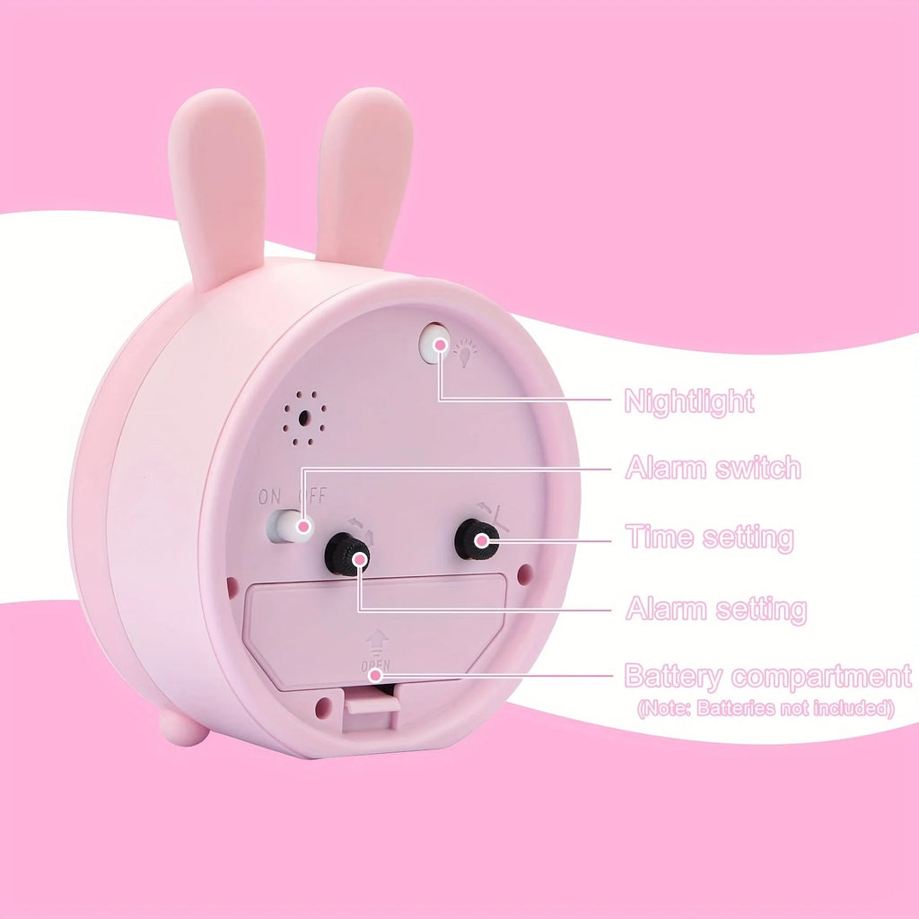 Alarm Clock | Silent Operation & Night Light | Cute Bunny Design