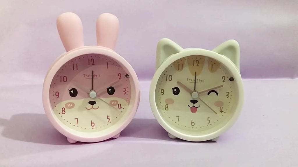 Alarm Clock | Silent Operation & Night Light | Cute Bunny Design