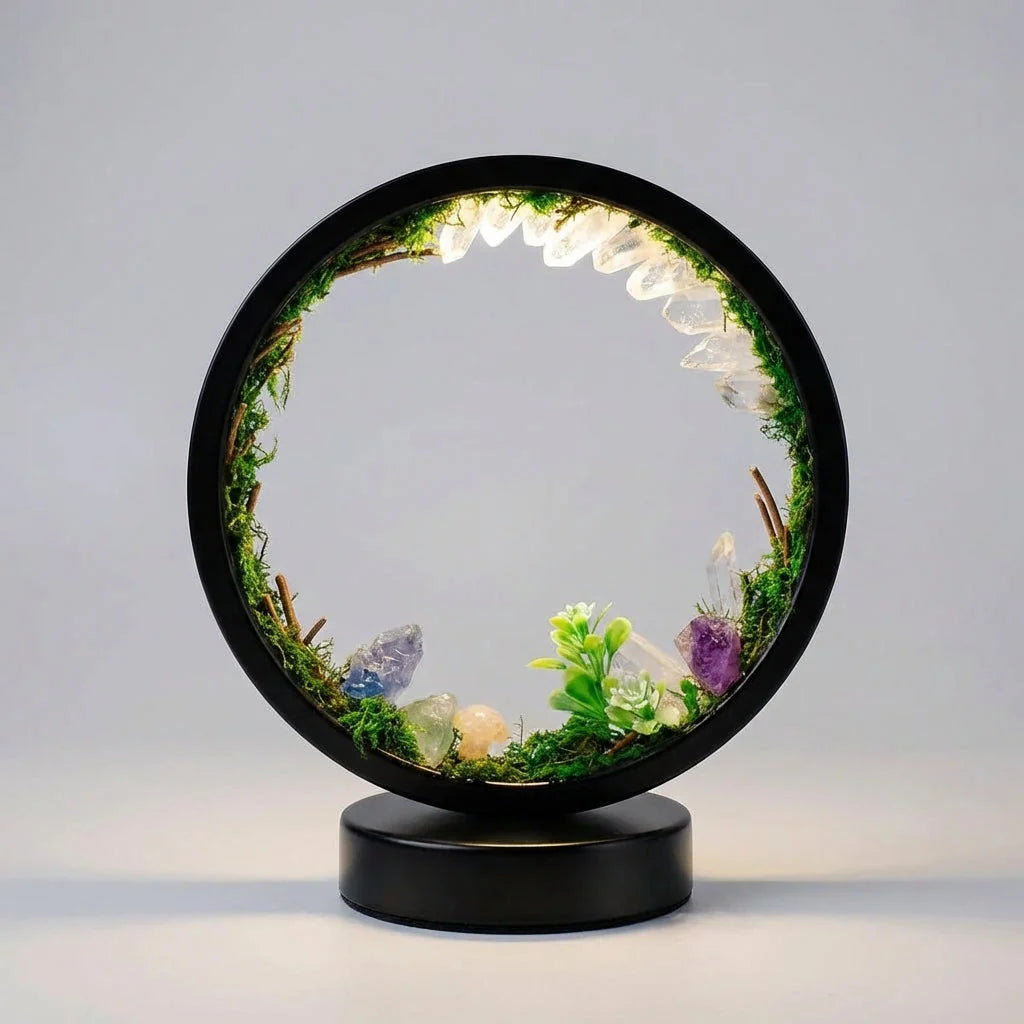 Ambient Lamp | Crystal-Embellished & Lifelike Greenery | 18 x 22 cm