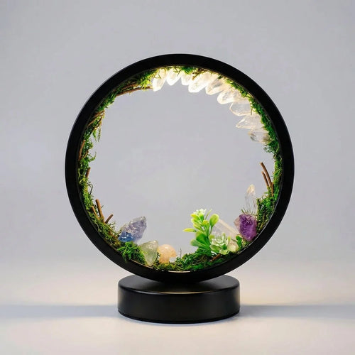 Ambient Lamp | Crystal-Embellished & Lifelike Greenery | 18 x 22 cm