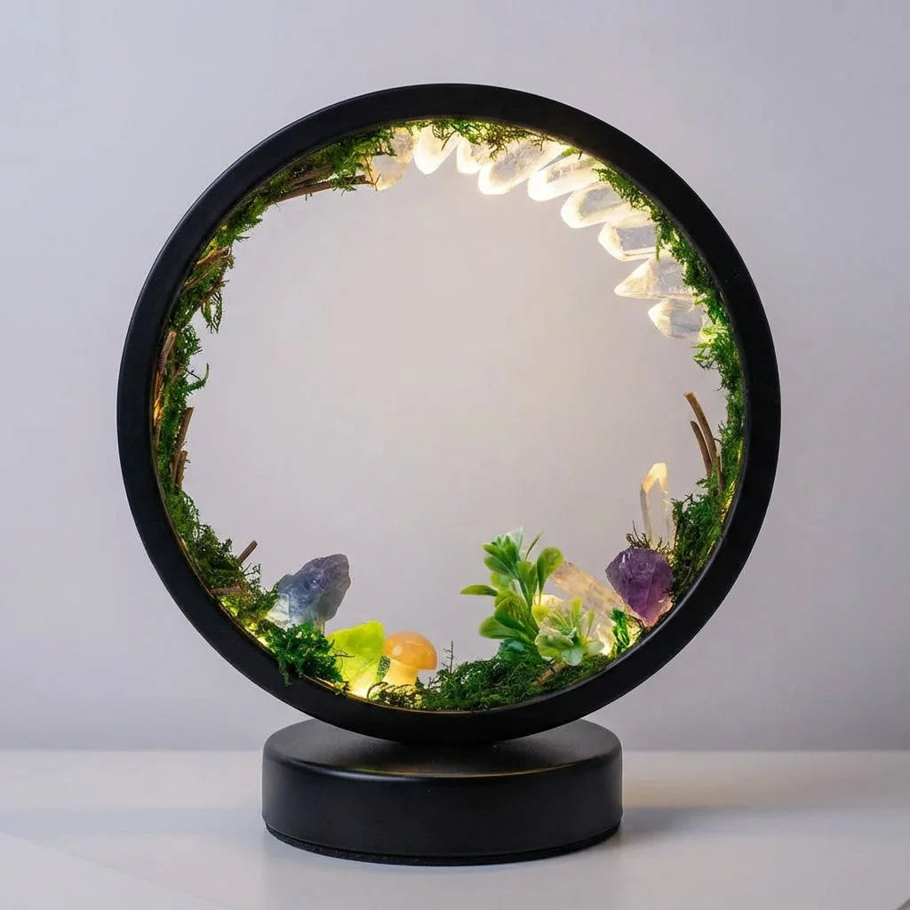 Ambient Lamp | Crystal-Embellished & Lifelike Greenery | 18 x 22 cm