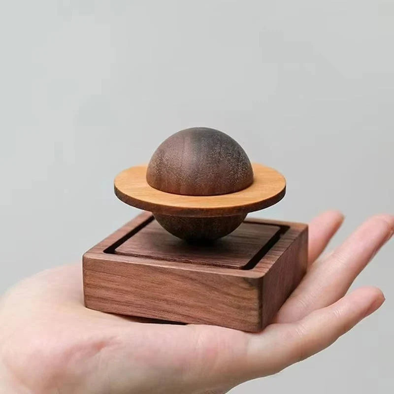 Aroma Diffuser | Carved Wood Jupiter Orbit | Waterless & Cordless | Magnetic Base