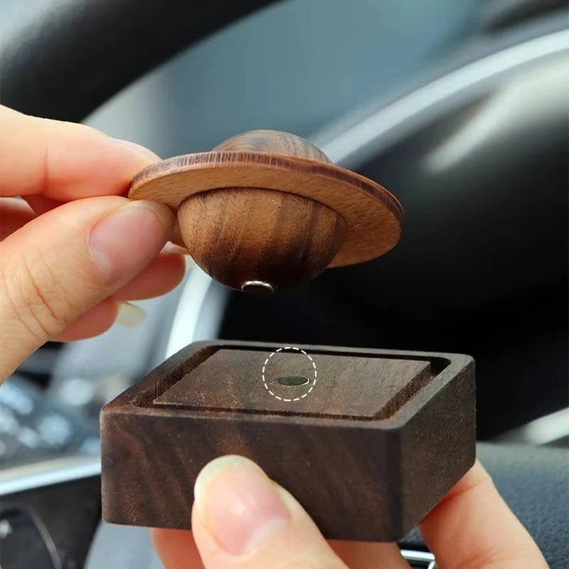 Aroma Diffuser | Carved Wood Jupiter Orbit | Waterless & Cordless | Magnetic Base