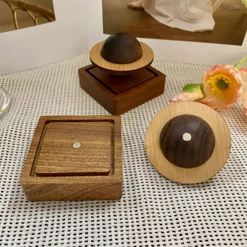 Aroma Diffuser | Carved Wood Jupiter Orbit | Waterless & Cordless | Magnetic Base