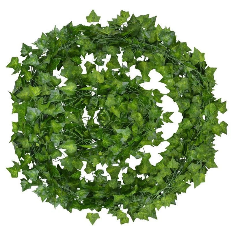 Artificial Ivy Garland | Realistic Green Leaves & Maintenance-Free | Set of 12
