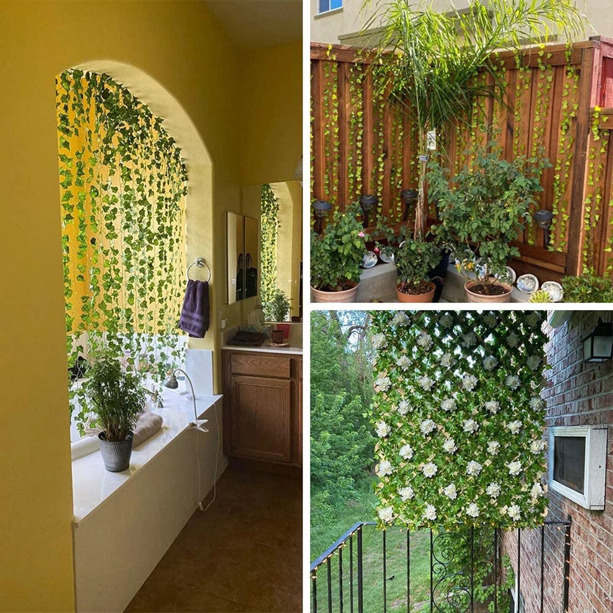 Artificial Ivy Garland | Realistic Green Leaves & Maintenance-Free | Set of 12