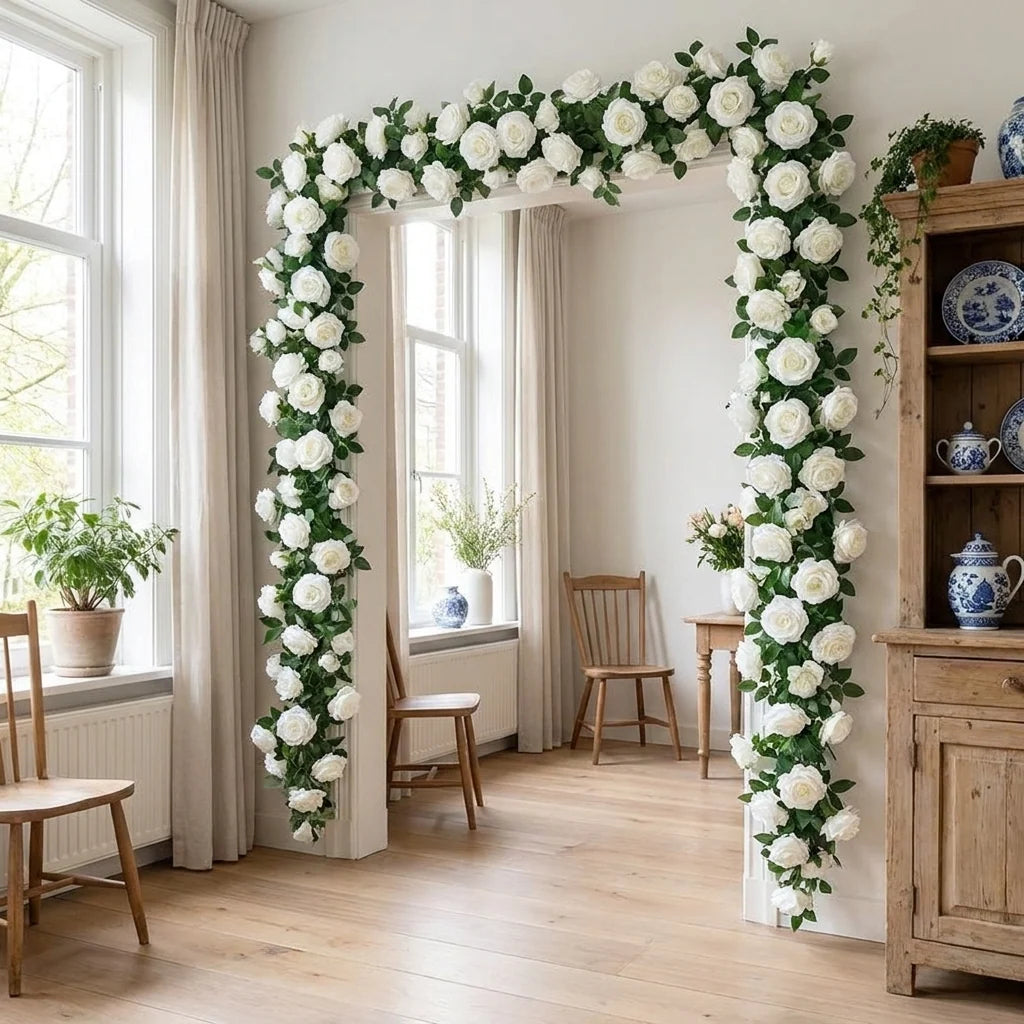 Artificial Rose Garland | Silk Roses & Long-Lasting | 230 cm