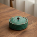 Ashtray | Handcrafted Glazed Ceramic & Wooden Lid
