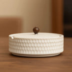 Ashtray | Handcrafted Glazed Ceramic & Wooden Lid