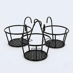 Balcony Plant Hanger | Hook-On Iron & Open-Grid Drainage | Set of 3