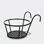Balcony Plant Hanger | Hook-On Iron & Open-Grid Drainage | Set of 3