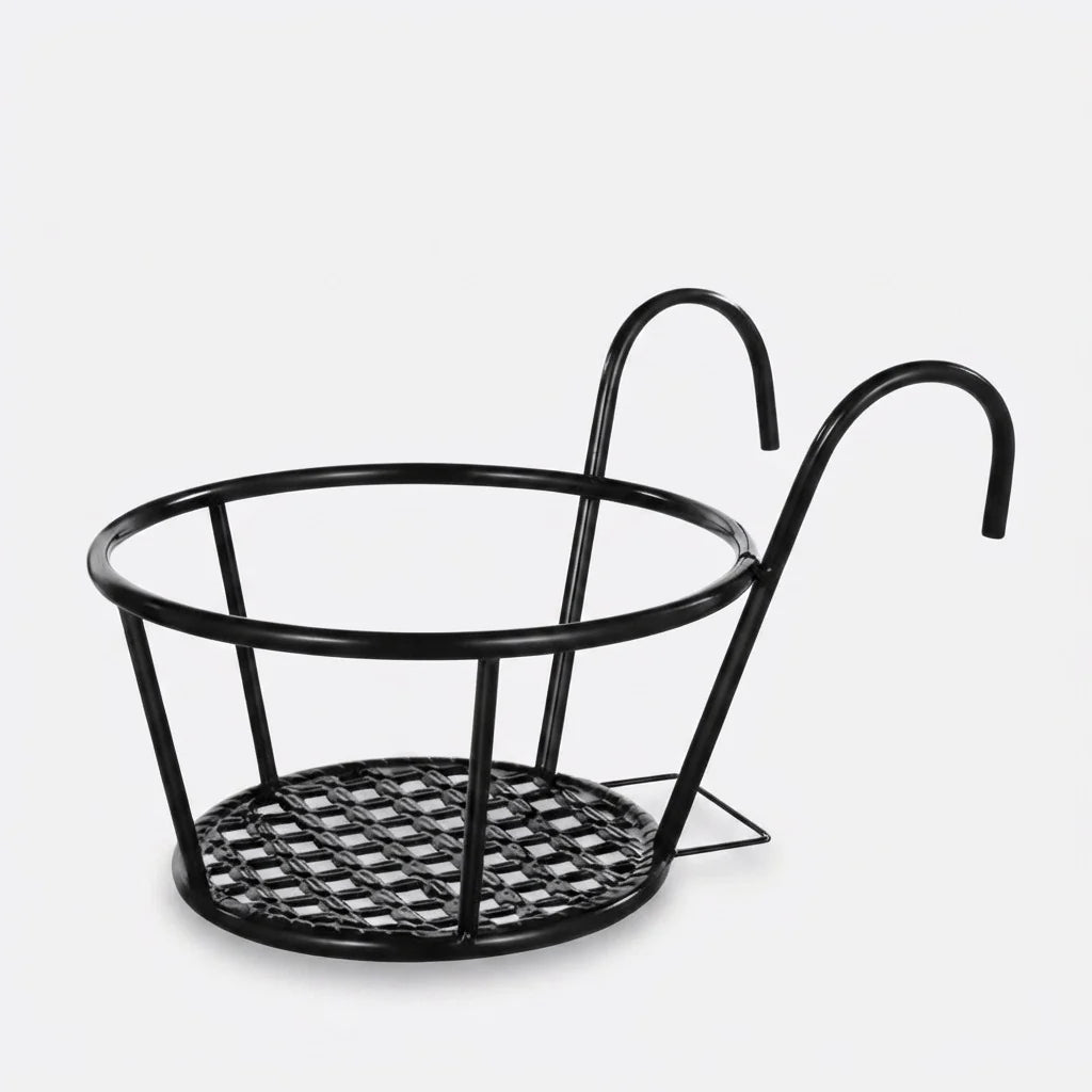 Balcony Pot Holder | Hook-On No-Drill & Open-Grid Drainage | Set of 3