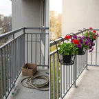 Balcony Pot Holder | Hook-On No-Drill & Open-Grid Drainage | Set of 3