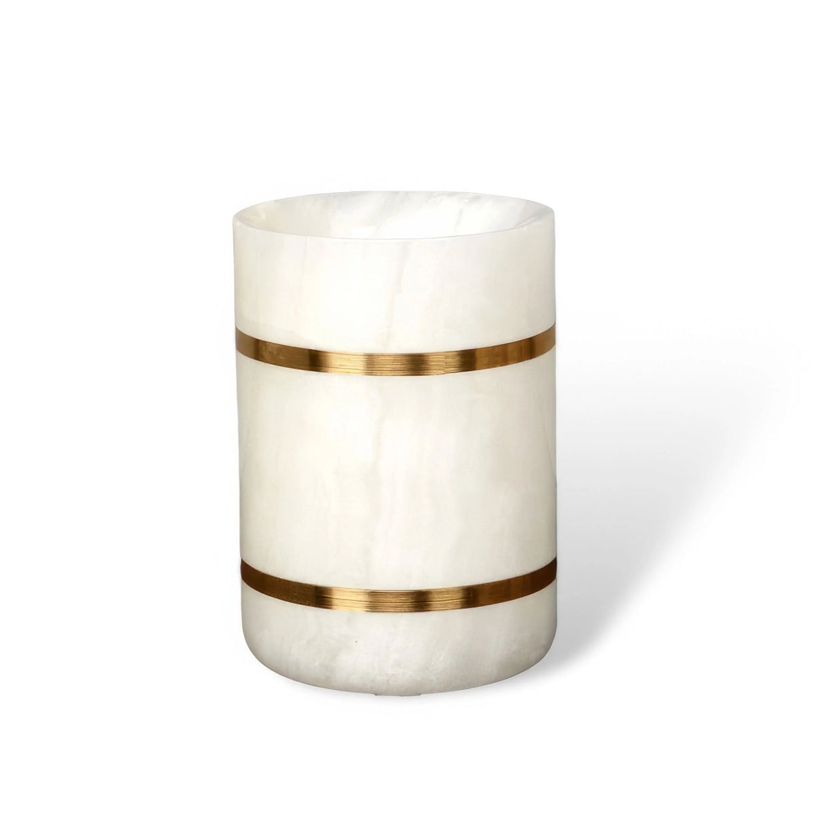 Bathroom Cup | Marble-Look Resin & Gold Accents