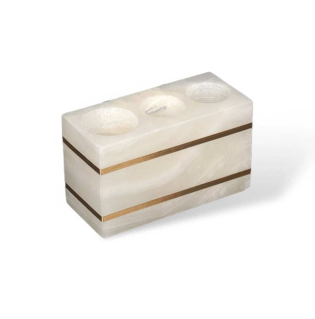 Bathroom Cup | Marble-Look Resin & Gold Accents