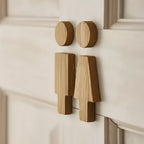Bathroom Door Sign | Solid Wood Male & Female Pictograms