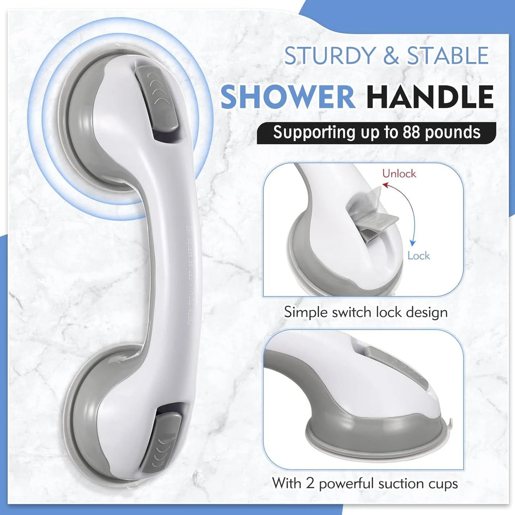 Bathroom Grab Bar | Suction-Mount Locking & Non-Slip Grip