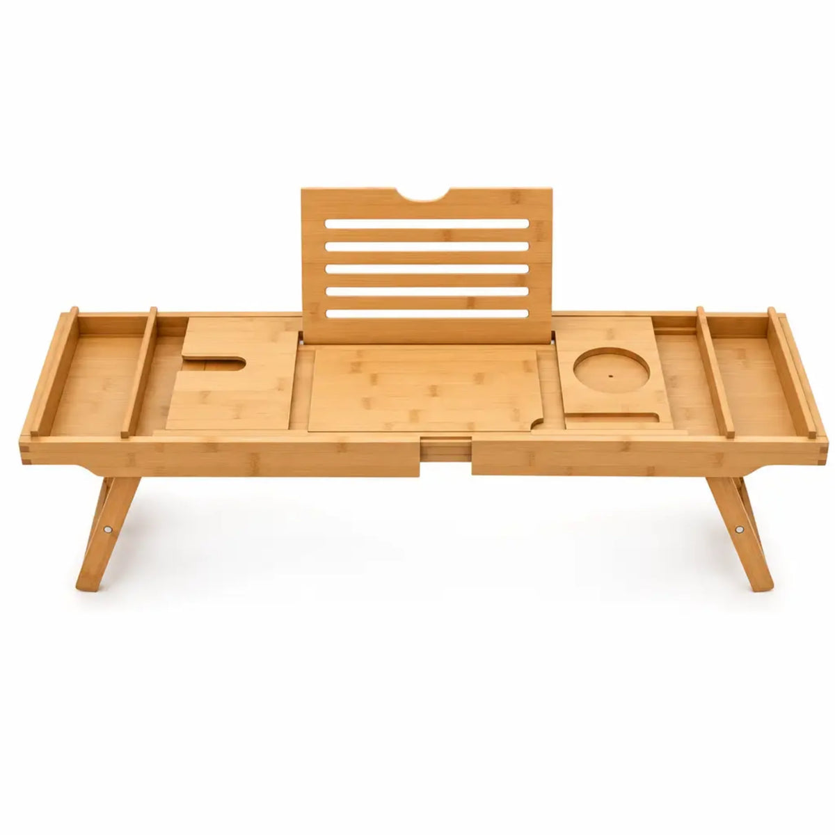 Bathtub Caddy Tray | Adjustable Bamboo & Laptop Stand | Fits 75–111 cm