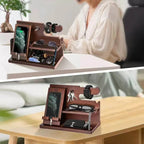 Bedside Docking Station | Elegant Wood Phone & Watch Organizer