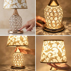 Bedside Lamp | Crystal Accents & Fabric Shade | Bulb Included