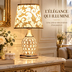 Bedside Lamp | Crystal Accents & Fabric Shade | Bulb Included