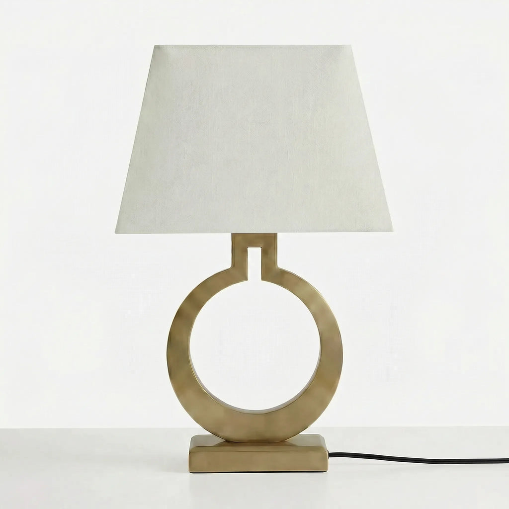 Bedside Lamp | Sculptural Ring Base & Fabric Shade | 35 x 56 cm