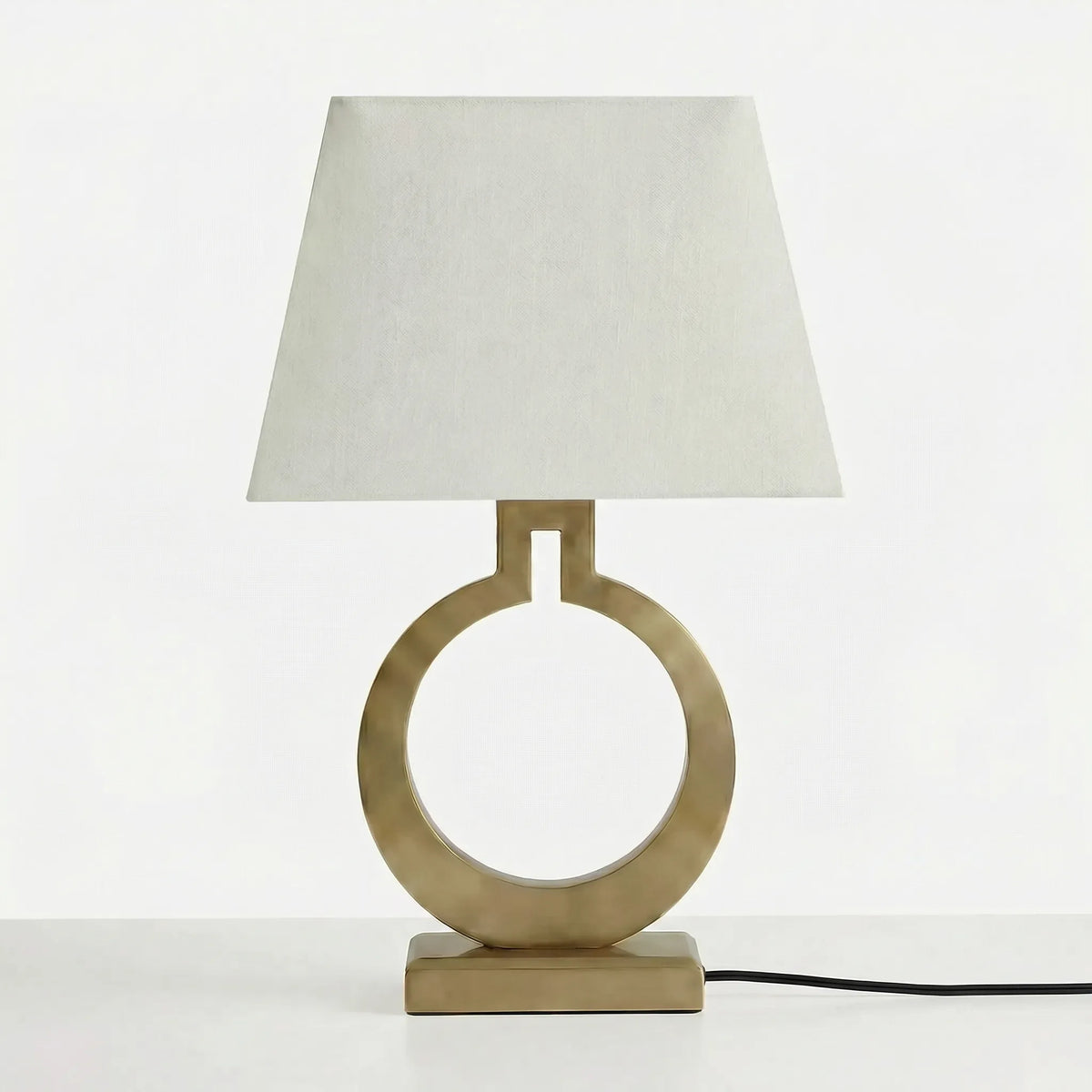 Bedside Lamp | Sculptural Ring Base & Fabric Shade | 35 x 56 cm