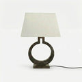 Bedside Lamp | Sculptural Ring Base & Fabric Shade | 35 x 56 cm