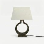 Bedside Lamp | Sculptural Ring Base & Fabric Shade | 35 x 56 cm