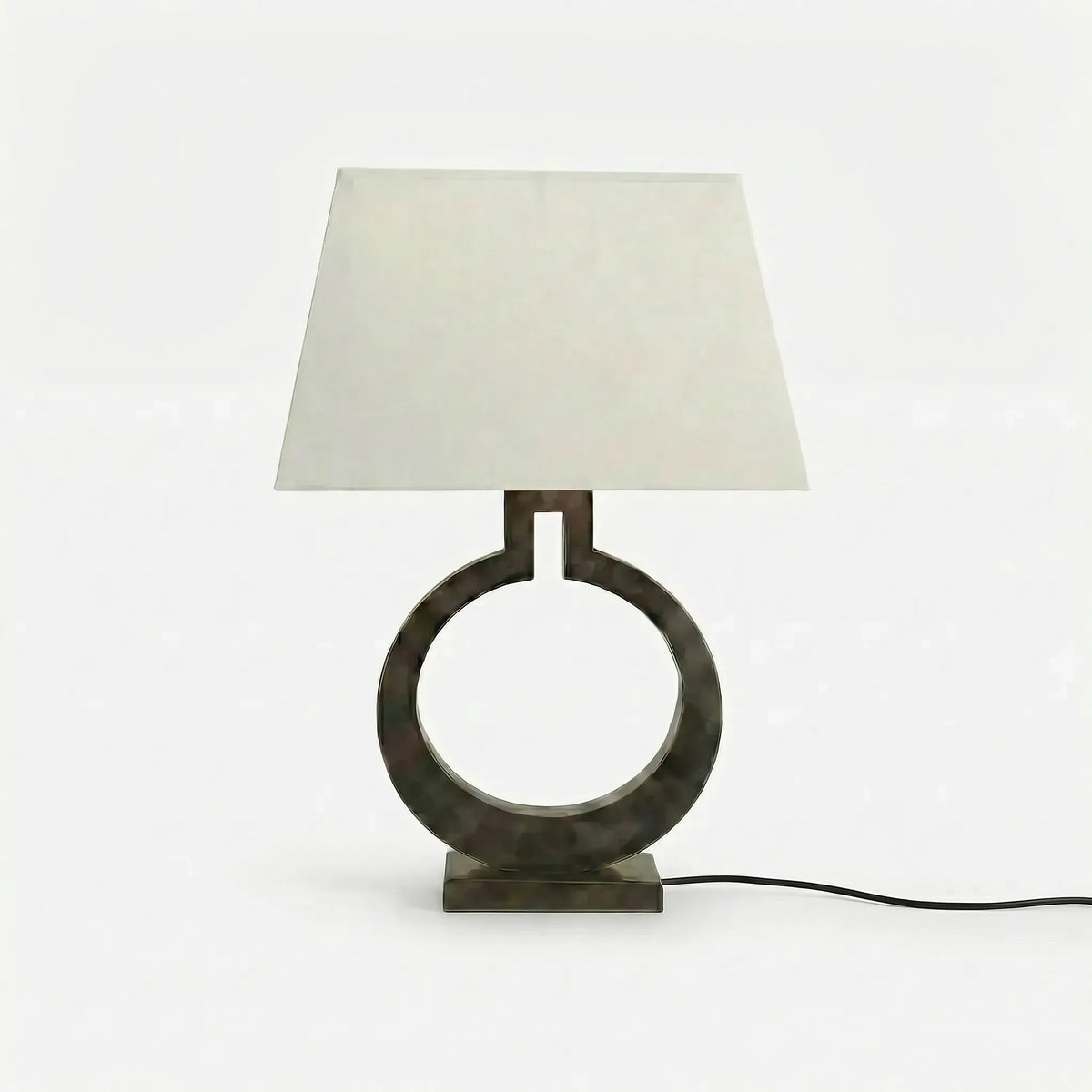 Bedside Lamp | Sculptural Ring Base & Fabric Shade | 35 x 56 cm