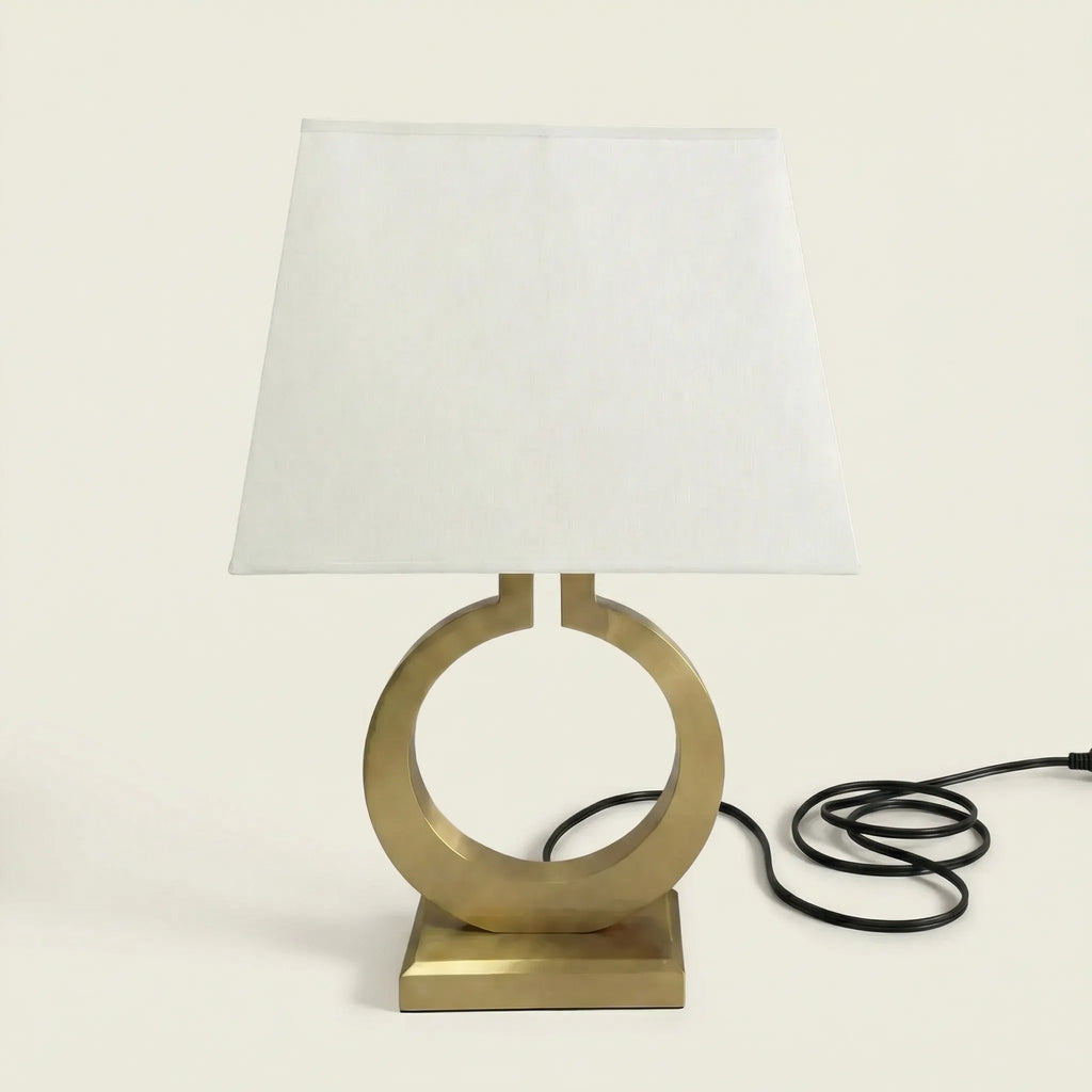 Bedside Lamp | Sculptural Ring Base & Fabric Shade | 35 x 56 cm