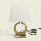 Bedside Lamp | Sculptural Ring Base & Fabric Shade | 35 x 56 cm