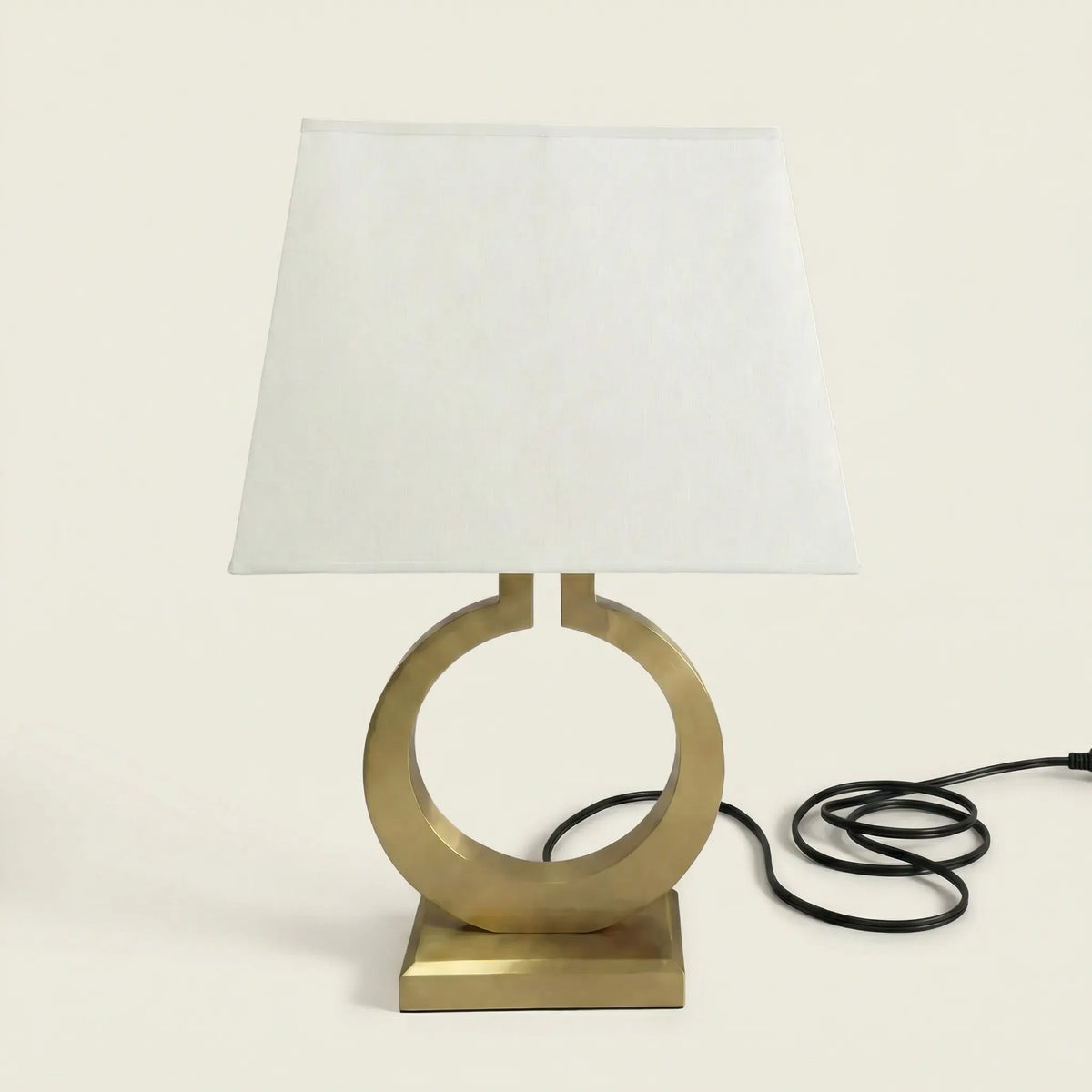 Bedside Lamp | Sculptural Ring Base & Fabric Shade | 35 x 56 cm