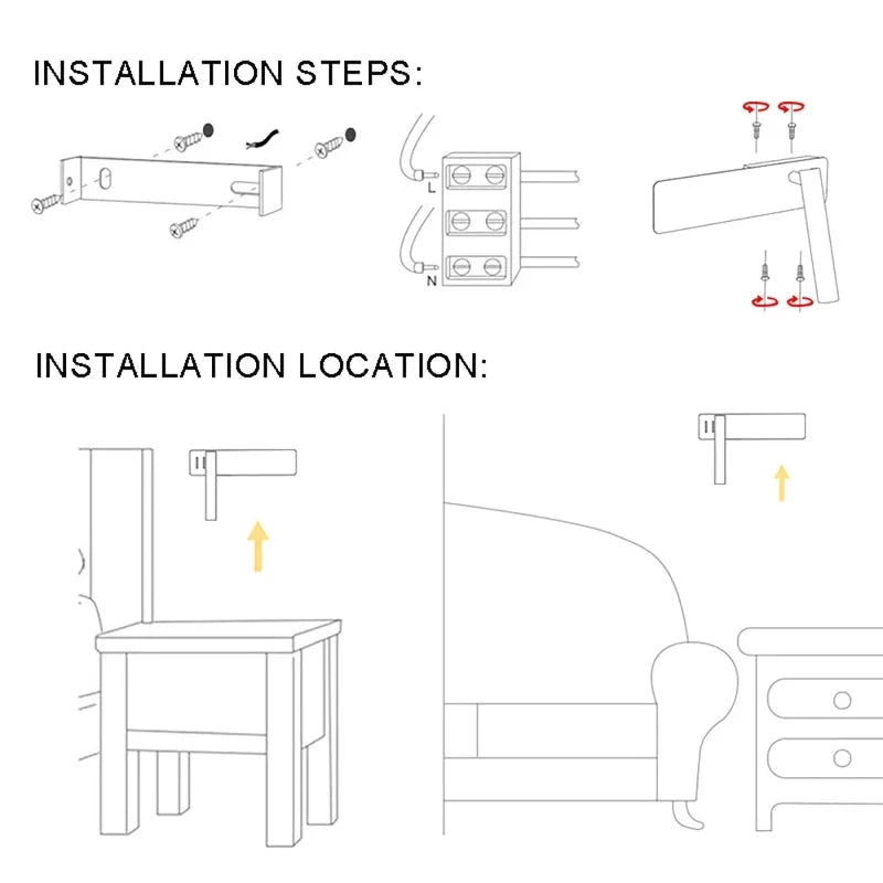 Bedside Wall Lamp | Rotating Head & Warm & Cool LED