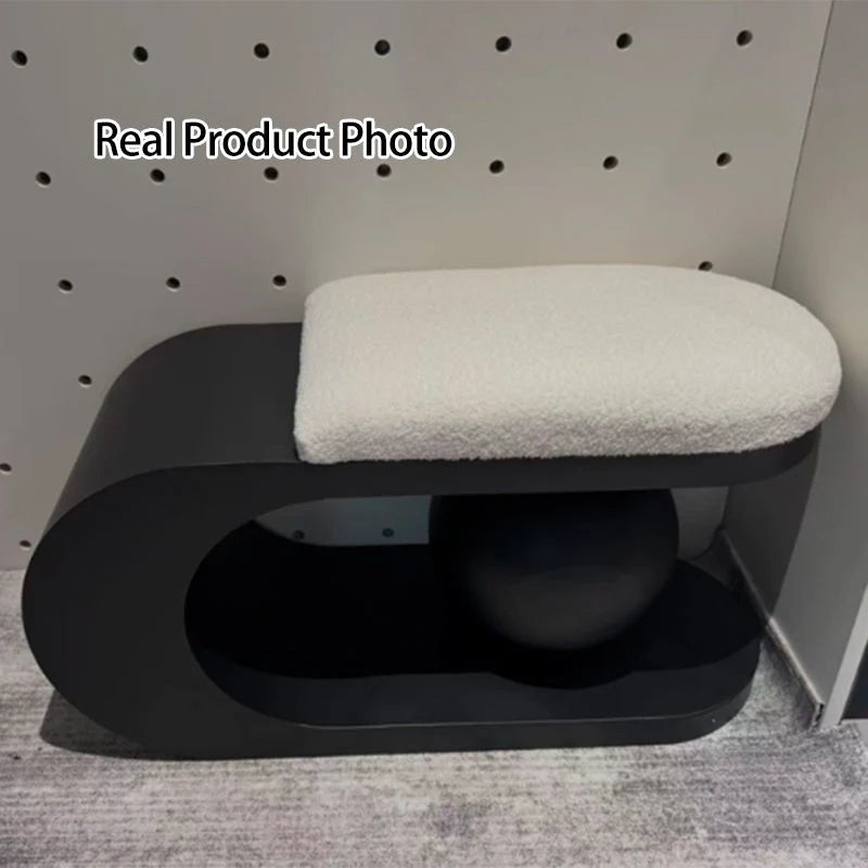 Bench | Art Deco Sherpa Seat & Stainless Steel Frame | Pre-Assembled