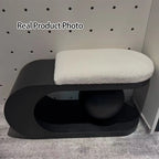 Bench | Art Deco Sherpa Seat & Stainless Steel Frame | Pre-Assembled