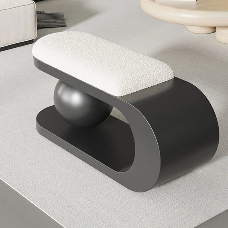 Bench | Art Deco Sherpa Seat & Stainless Steel Frame | Pre-Assembled