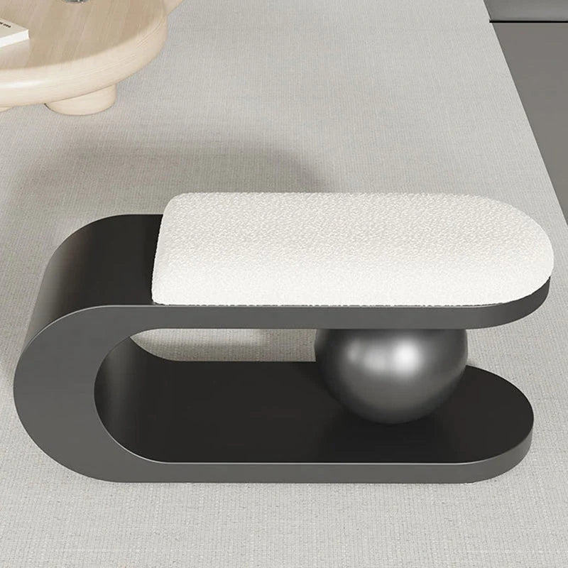 Bench | Art Deco Sherpa Seat & Stainless Steel Frame | Pre-Assembled