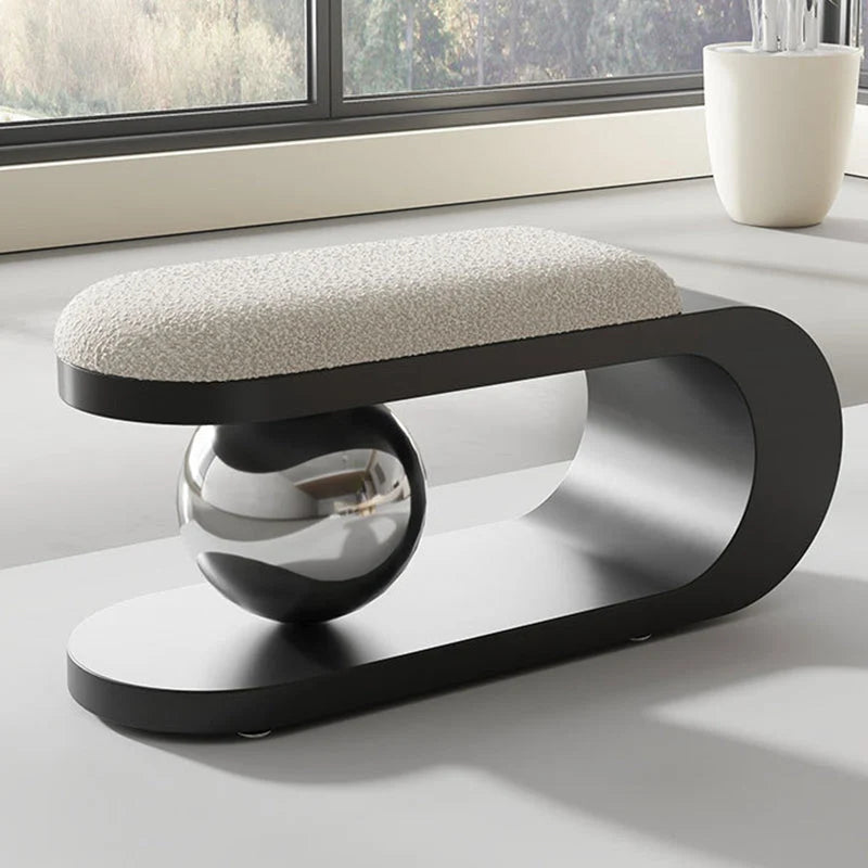 Bench | Art Deco Sherpa Seat & Stainless Steel Frame | Pre-Assembled
