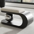Bench | Art Deco Sherpa Seat & Stainless Steel Frame | Pre-Assembled