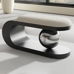 Bench | Art Deco Sherpa Seat & Stainless Steel Frame | Pre-Assembled