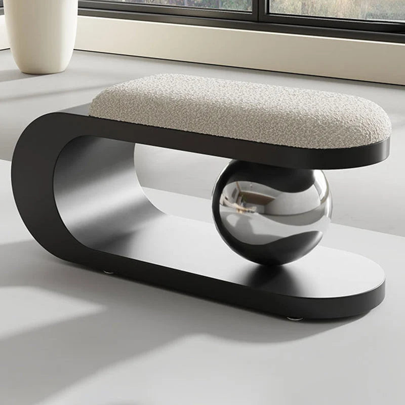 Bench | Art Deco Sherpa Seat & Stainless Steel Frame | Pre-Assembled