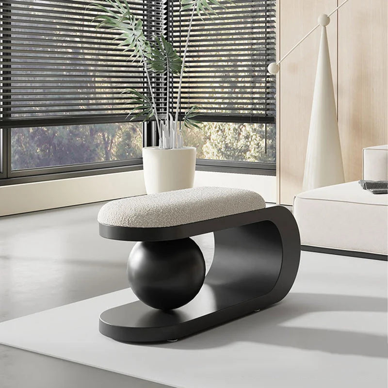 Bench | Art Deco Sherpa Seat & Stainless Steel Frame | Pre-Assembled