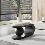 Bench | Art Deco Sherpa Seat & Stainless Steel Frame | Pre-Assembled