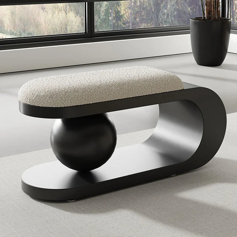 Bench | Art Deco Sherpa Seat & Stainless Steel Frame | Pre-Assembled